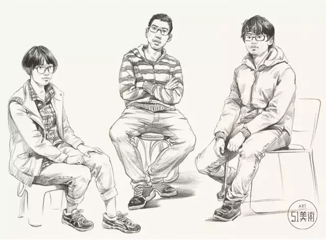 京美考教育丨【教程】速写人物坐姿,人物比例,画面构图,细节刻画尤为