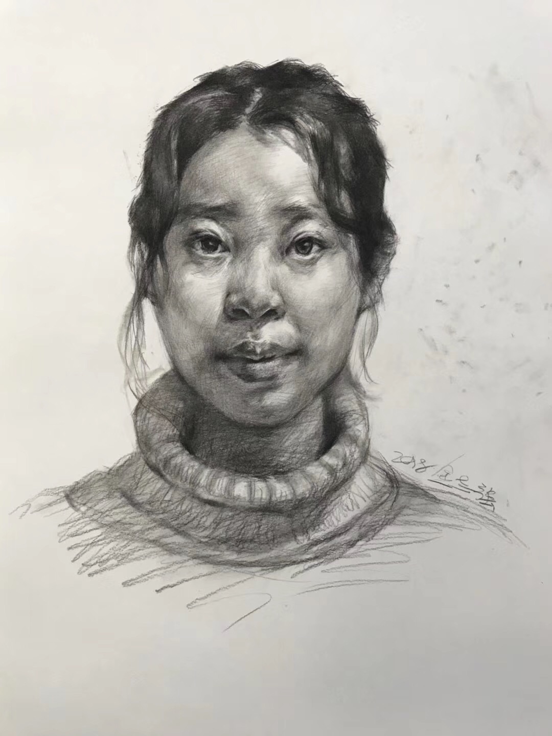 北京画室分析素描女青年头像绘画步骤，不会画的还不快来看看！