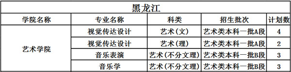 中北大学2020年艺术类本科招生计划